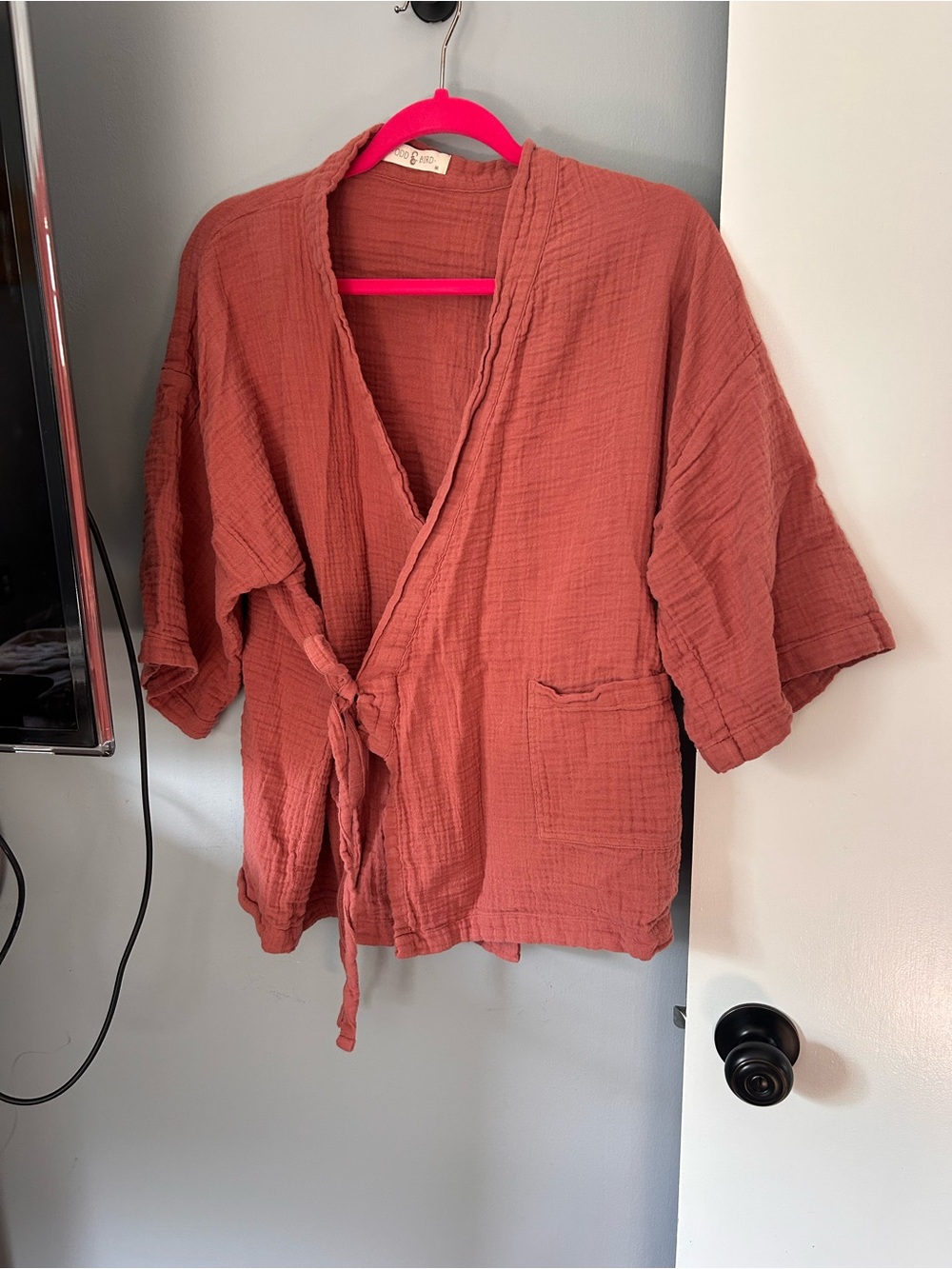 Soft Gauze Rust Tie-Front Shirt - Women's Casual Top